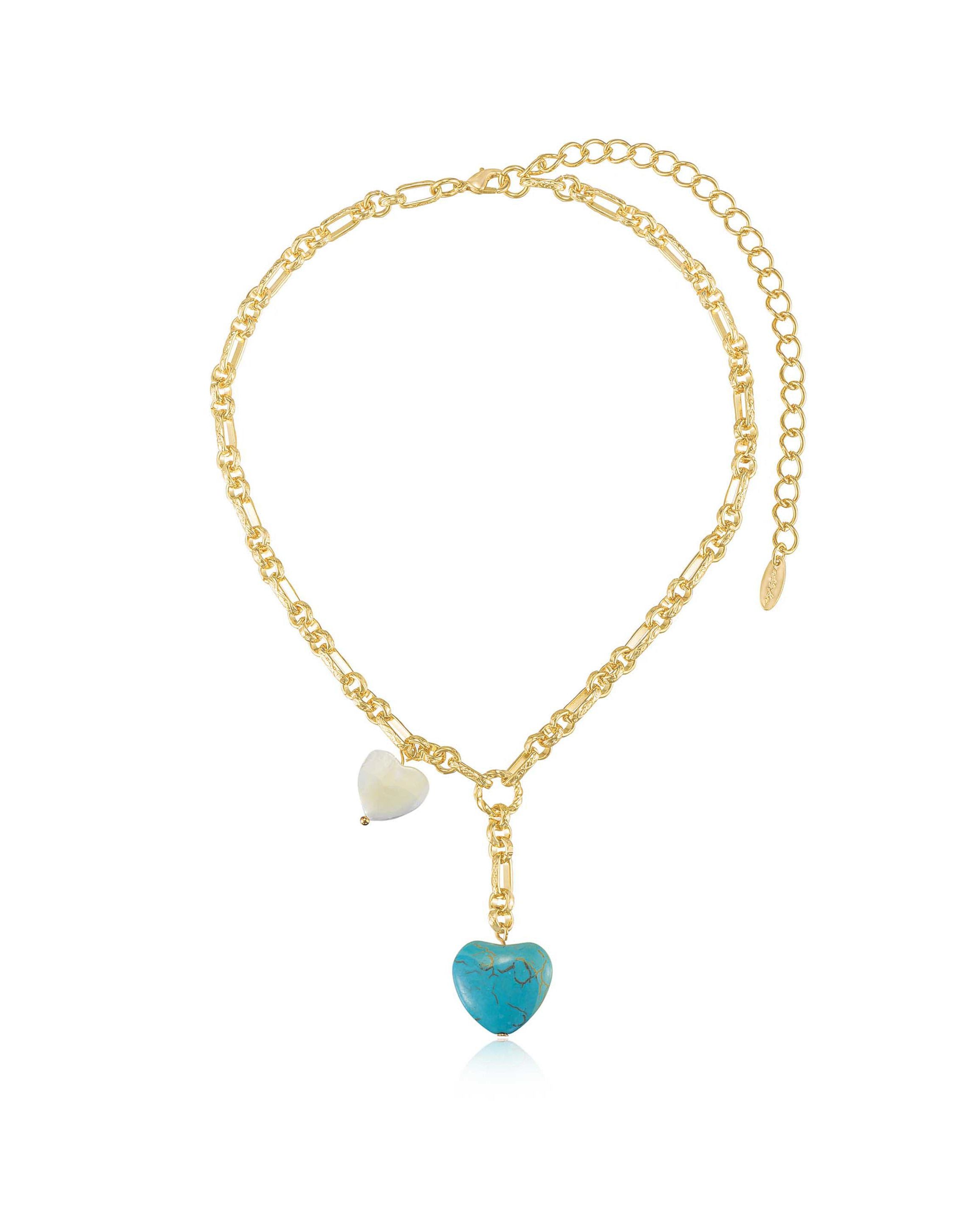 Ettika Turquoise and Pearl Heart Lariat