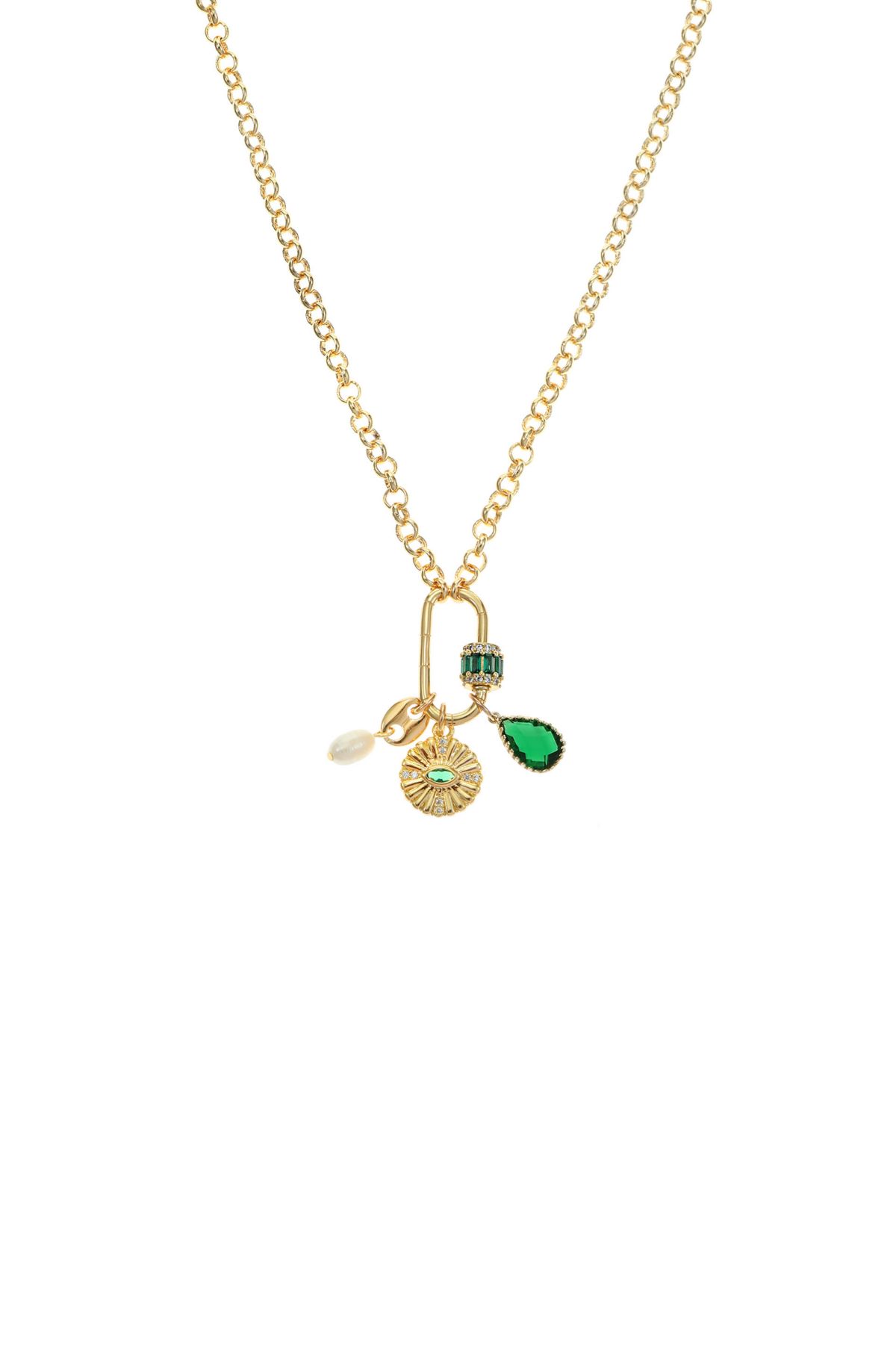 Ettika Green Queen Charm Necklace