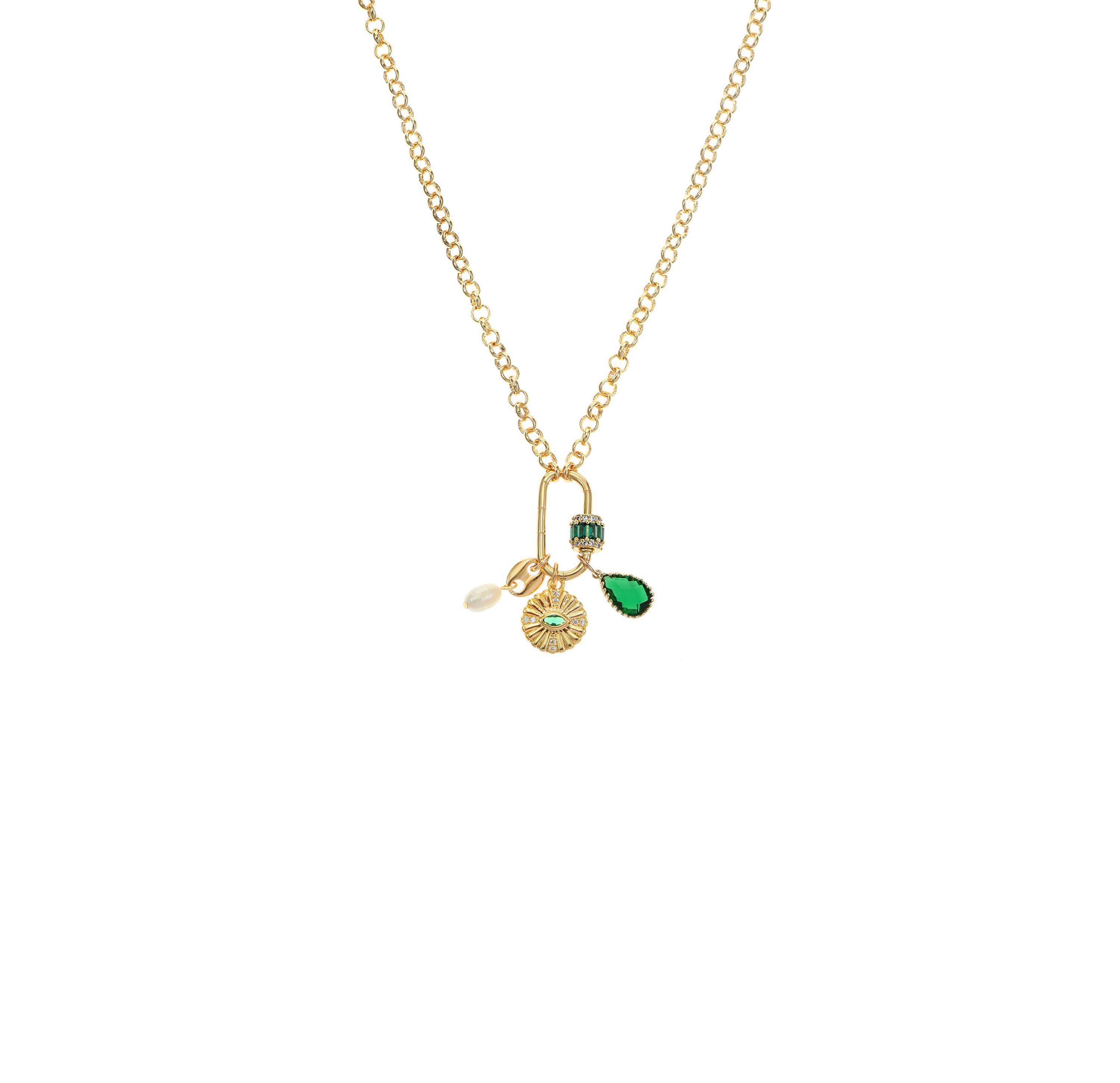 Ettika Green Queen Charm Necklace