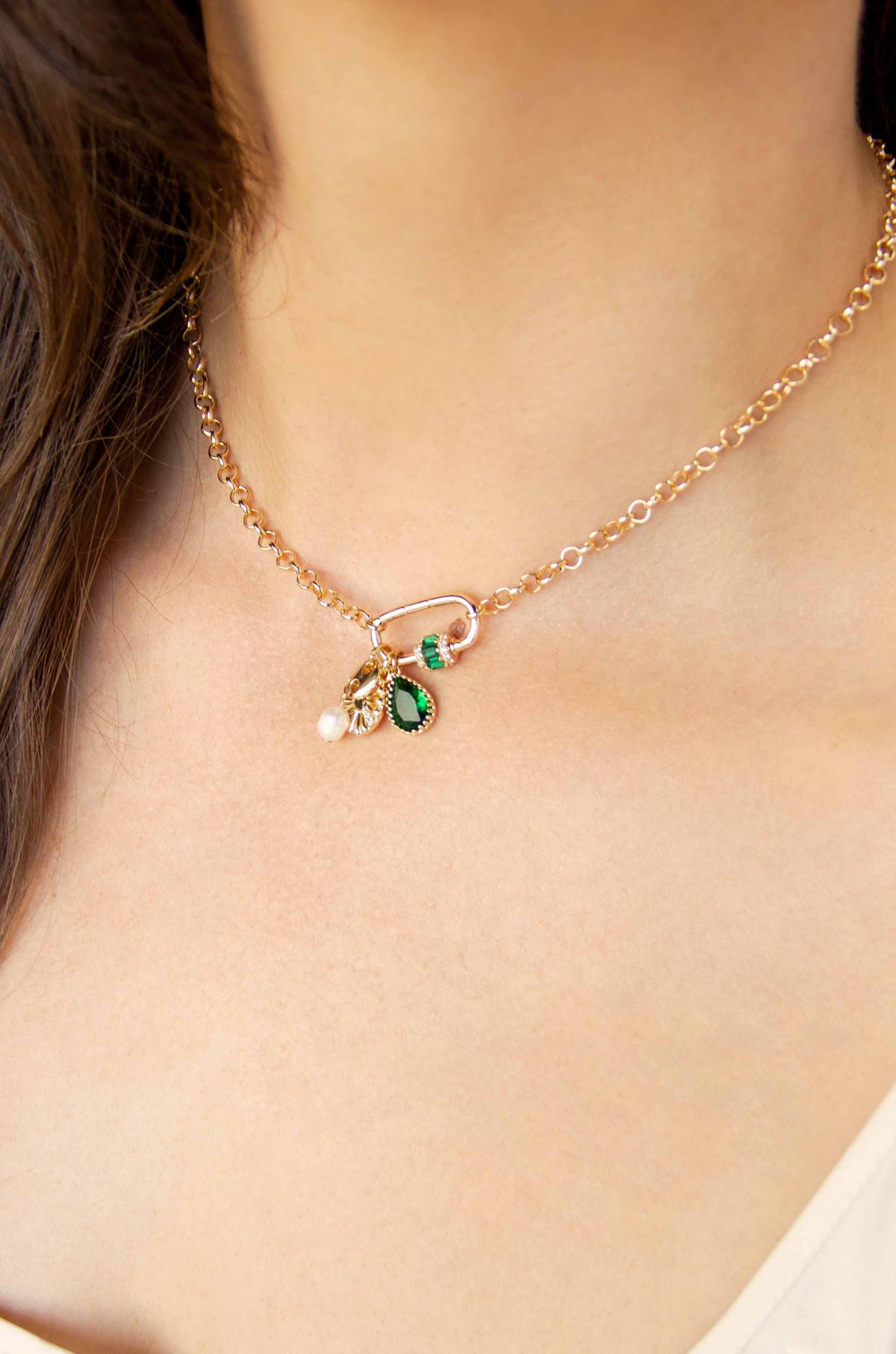 Ettika Green Queen Charm Necklace
