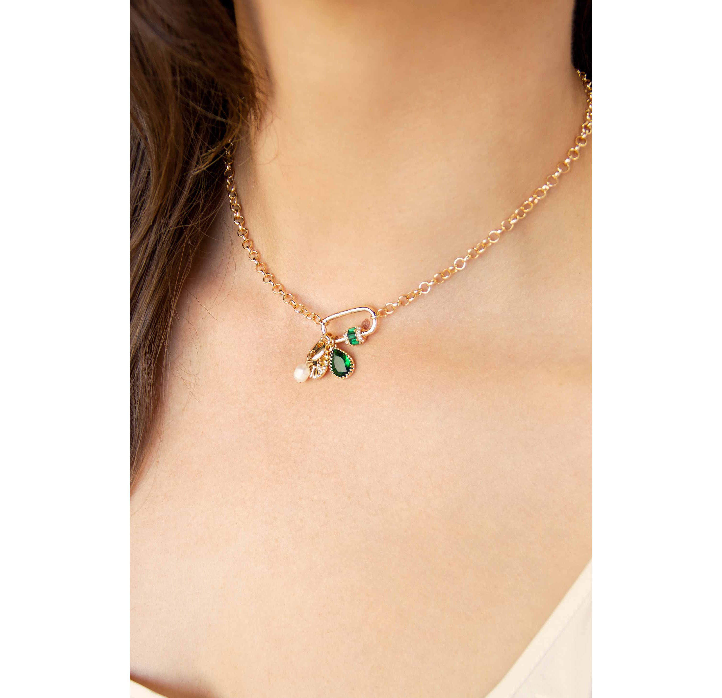 Ettika Green Queen Charm Necklace