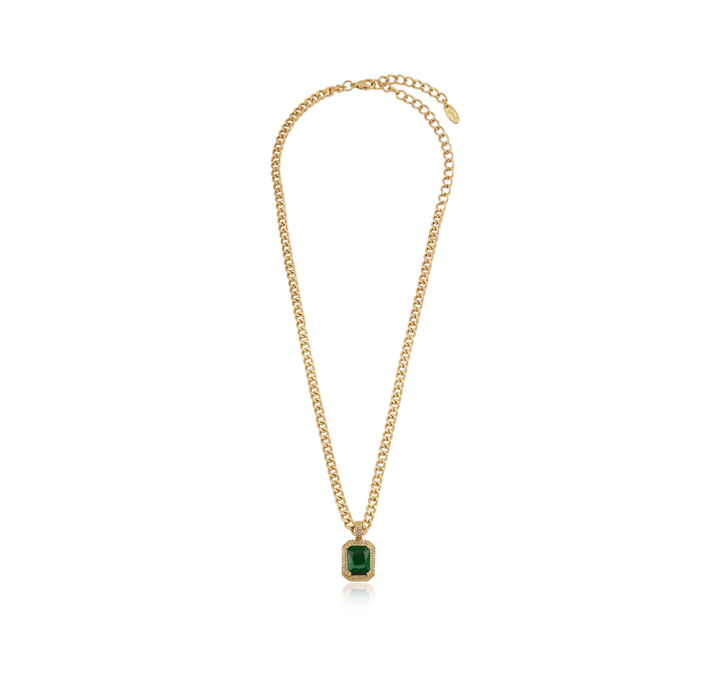Ettika Emerald Pendant Link Necklace