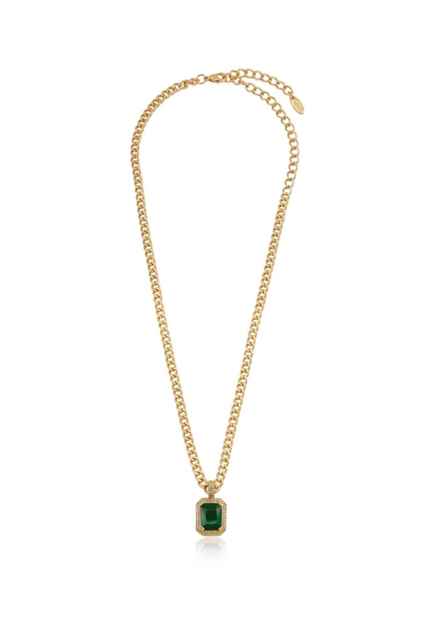Ettika Emerald Pendant Link Necklace