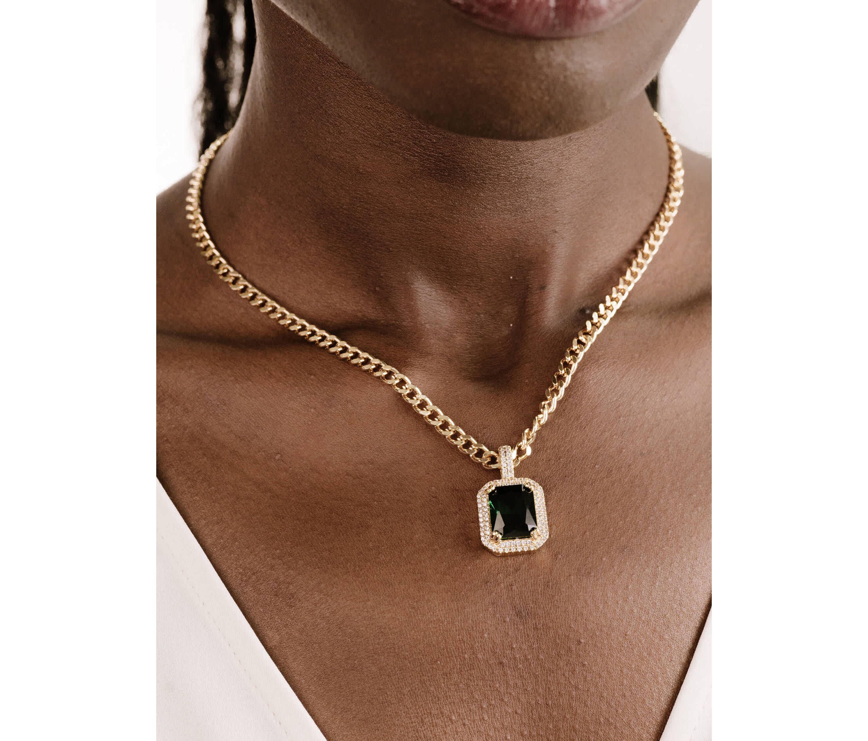 Ettika Emerald Pendant Link Necklace