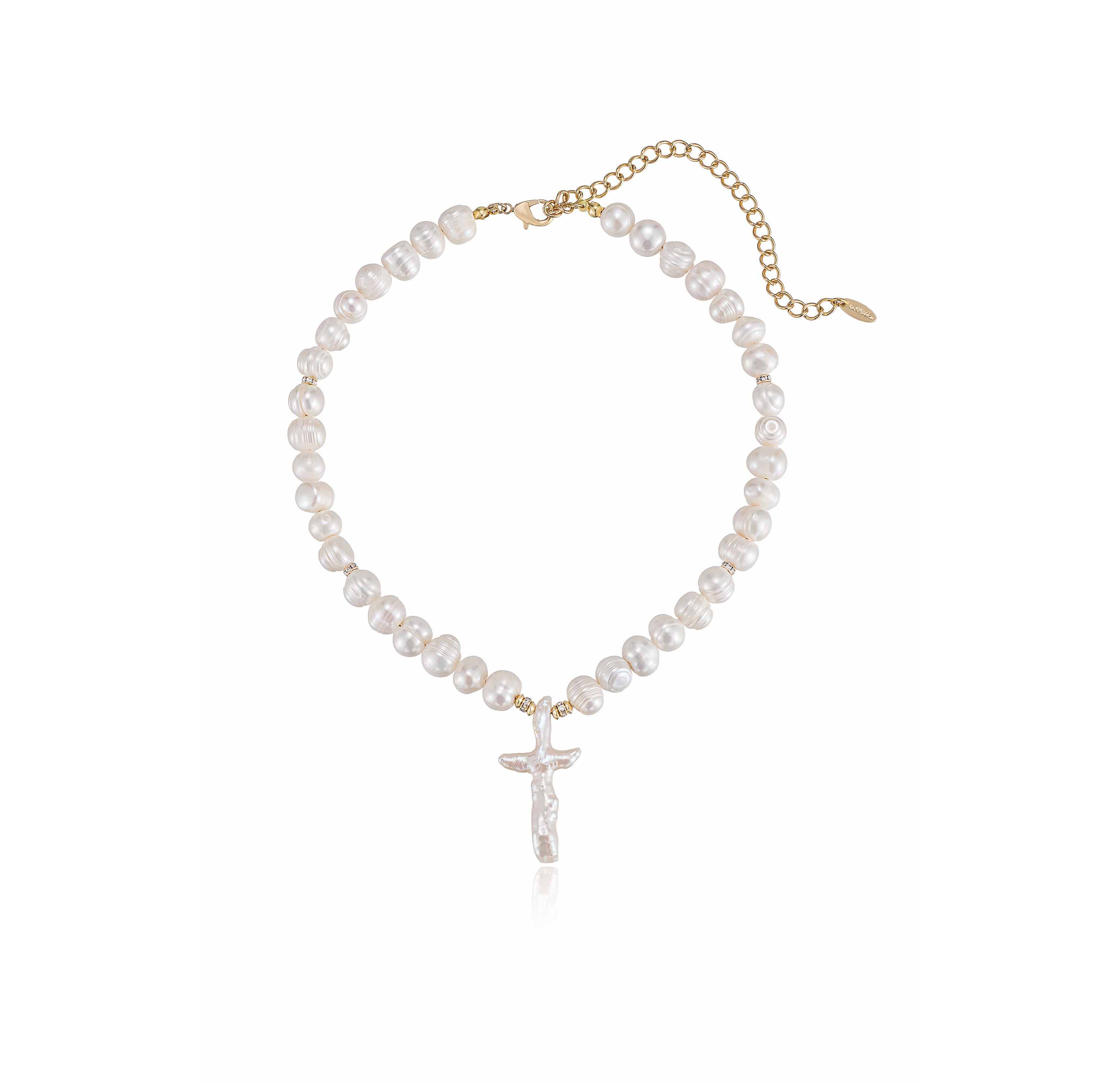 Ettika Organic Pearl Cross Necklace
