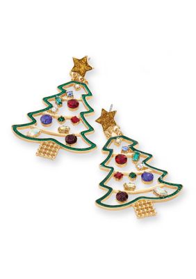 Belk Gold Tone Christmas Tree Earrings