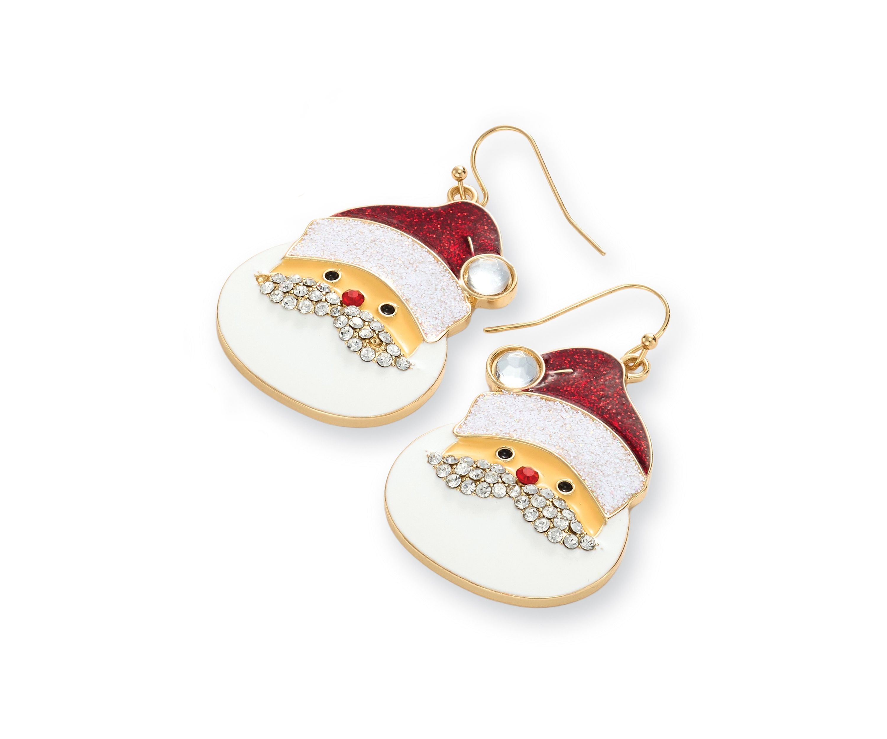 Gold Tone Santa Drop Earrings
