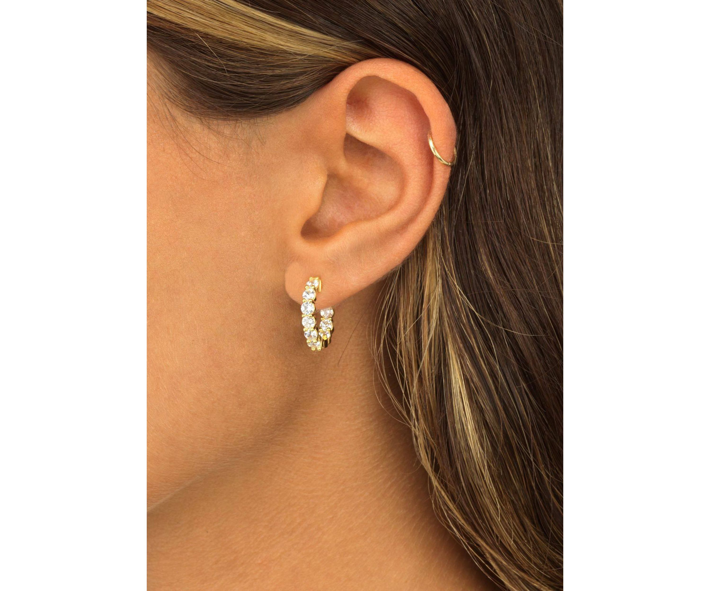 Cubic Zirconia Small Round Hoop Earrings