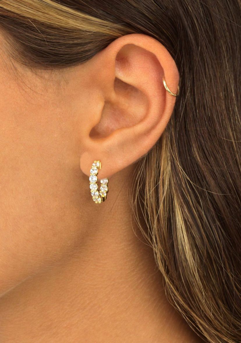 Cubic Zirconia Small Round Hoop Earrings
