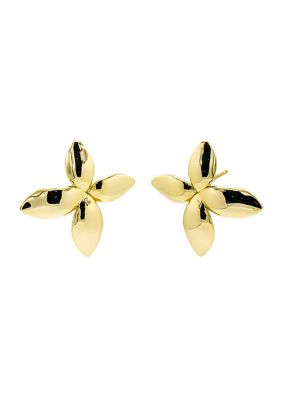 By Adina Eden Gold Solid Flower Stud Earrings, 16 in