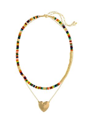 Belk Gold Tone 16'' + 3'' Extender Multi Beaded Chain Necklace - Set of ...