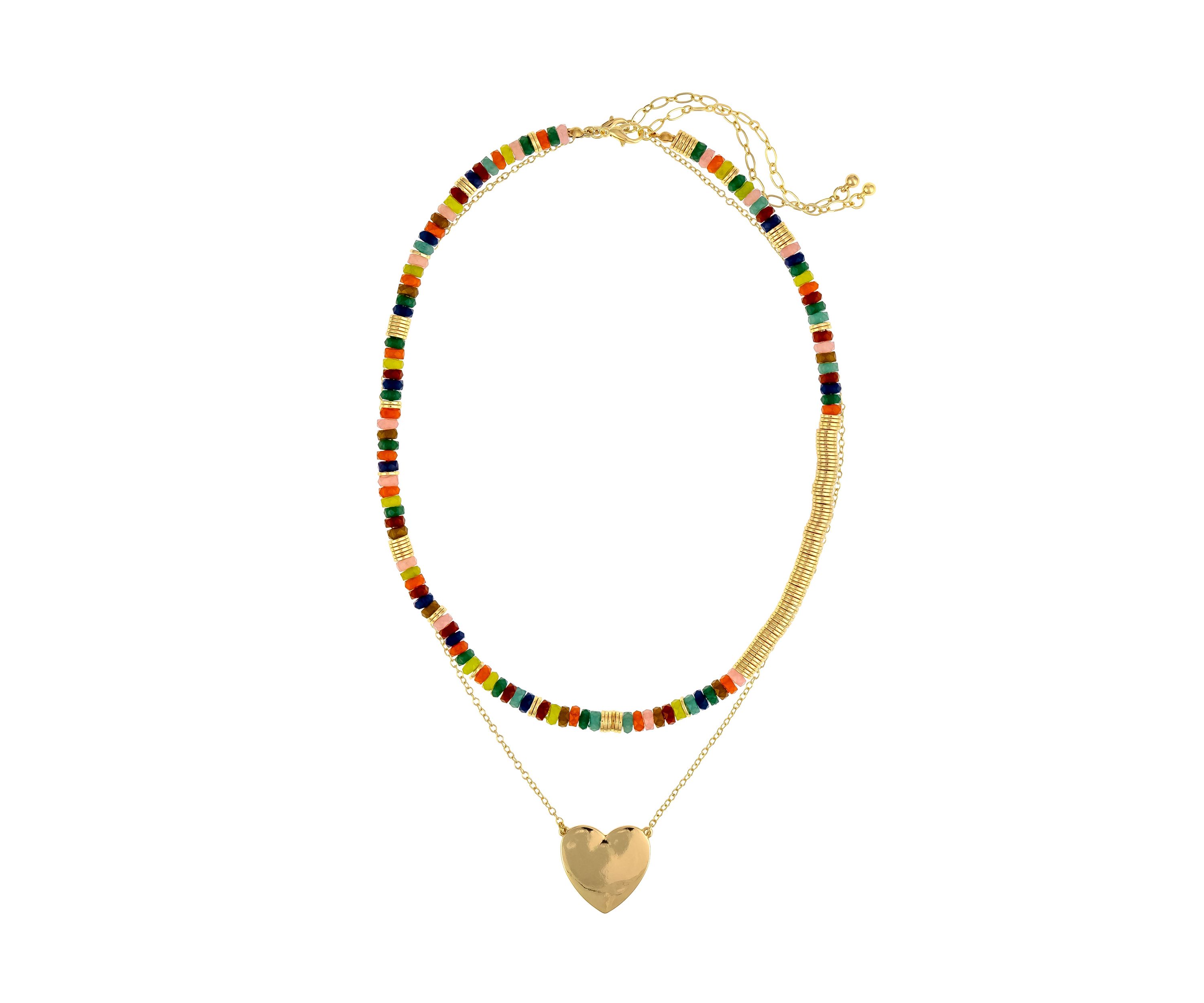 Gold Tone 16 + 3 Extender Multi Beaded Chain Necklace - Set of 2