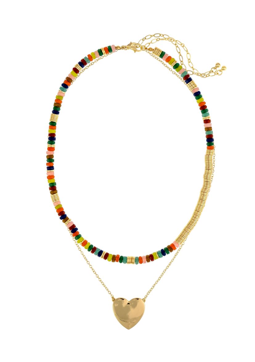 Gold Tone 16 + 3 Extender Multi Beaded Chain Necklace - Set of 2