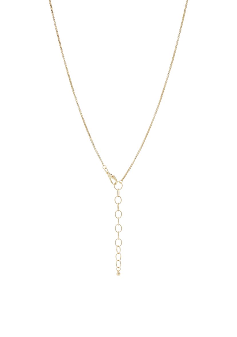Gold Tone Long Teardrop Stone Pendant Necklace
