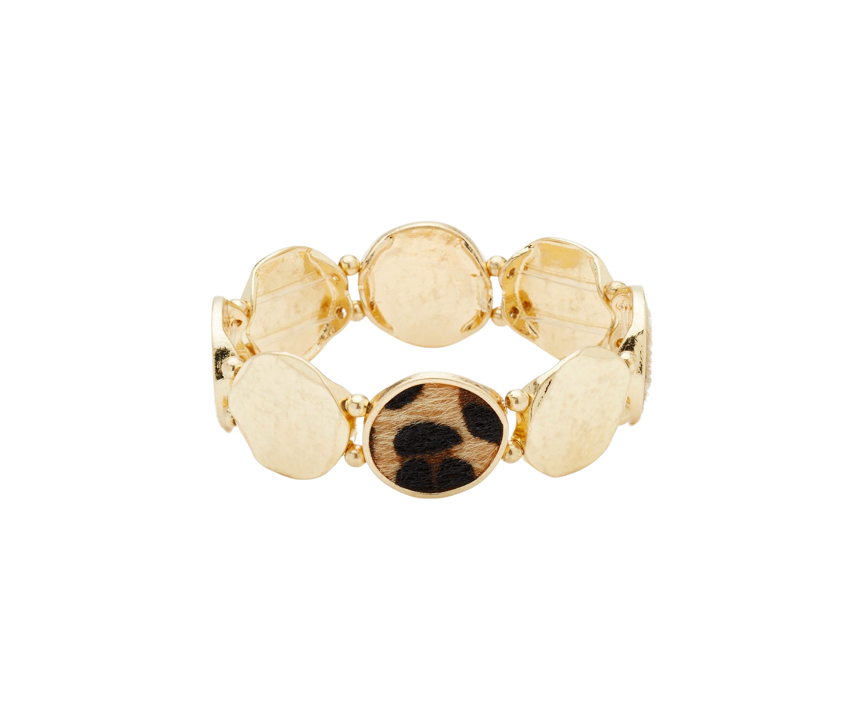 Gold Tone Animal Disc Stretch Bracelet