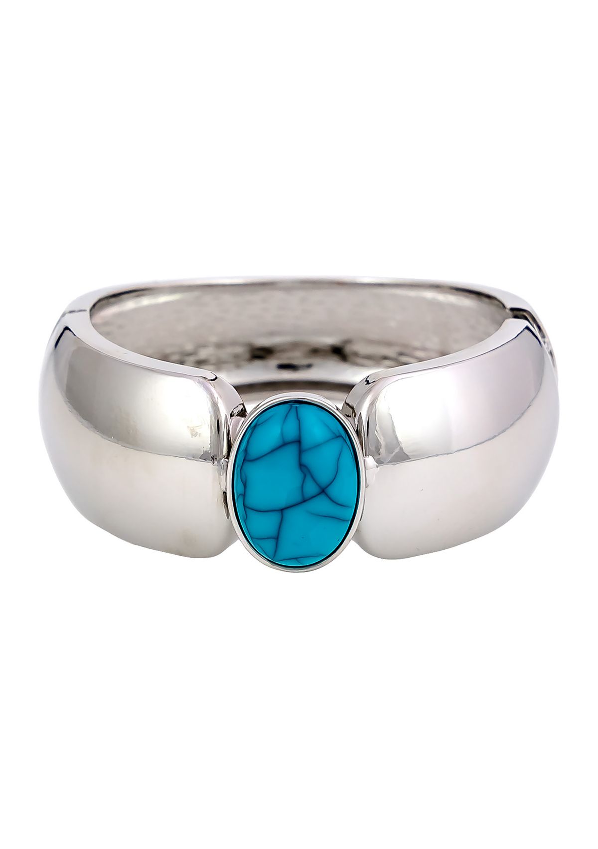 Silver Tone Turquoise Center Stone Cuff Bracelet