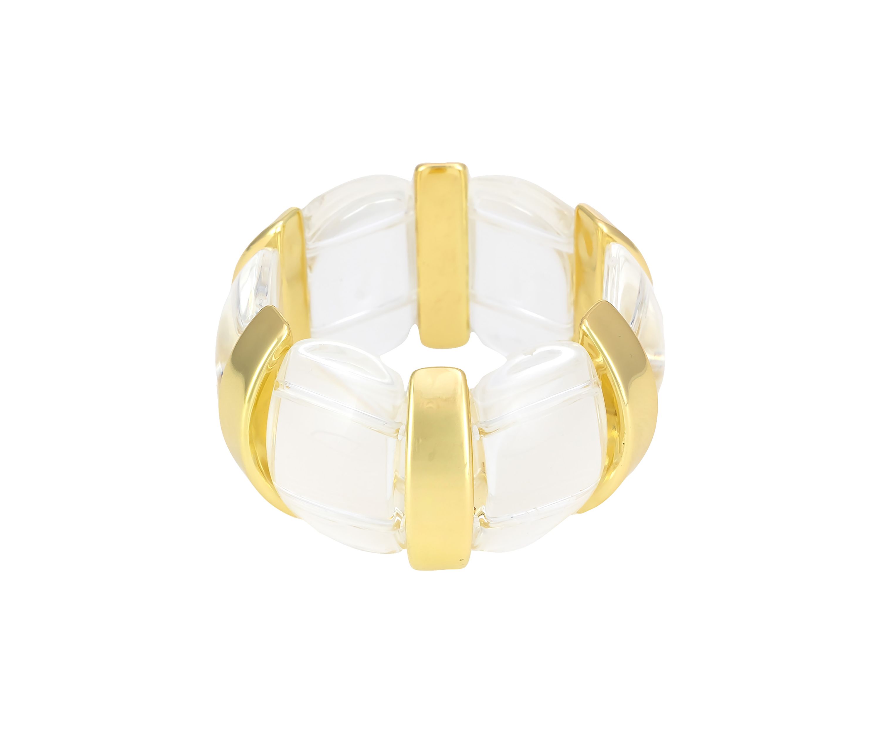 Gold Tone Clear Bead Stretch Bracelet
