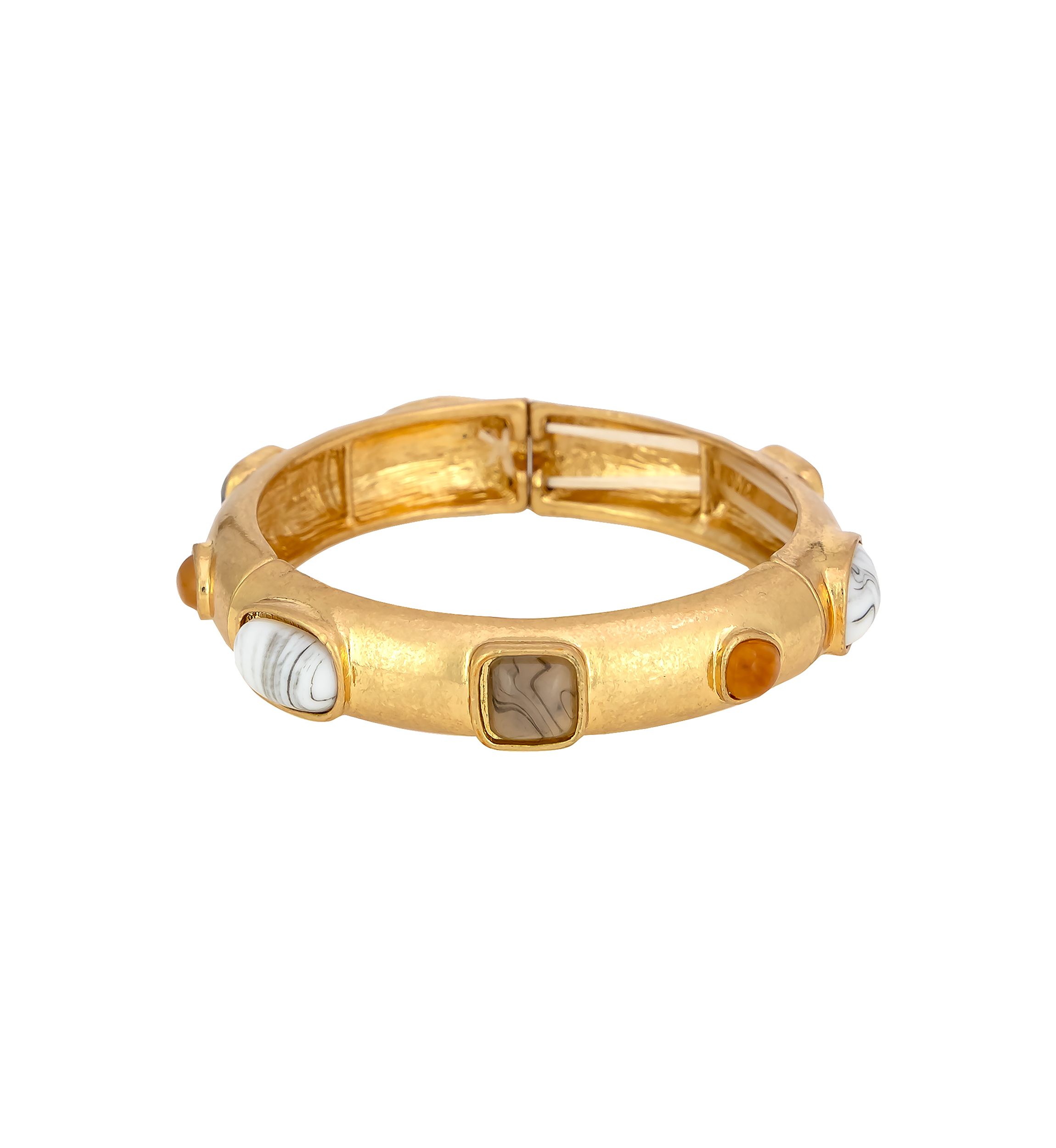 Gold Tone Natural Multi Stretch Bangle Bracelet