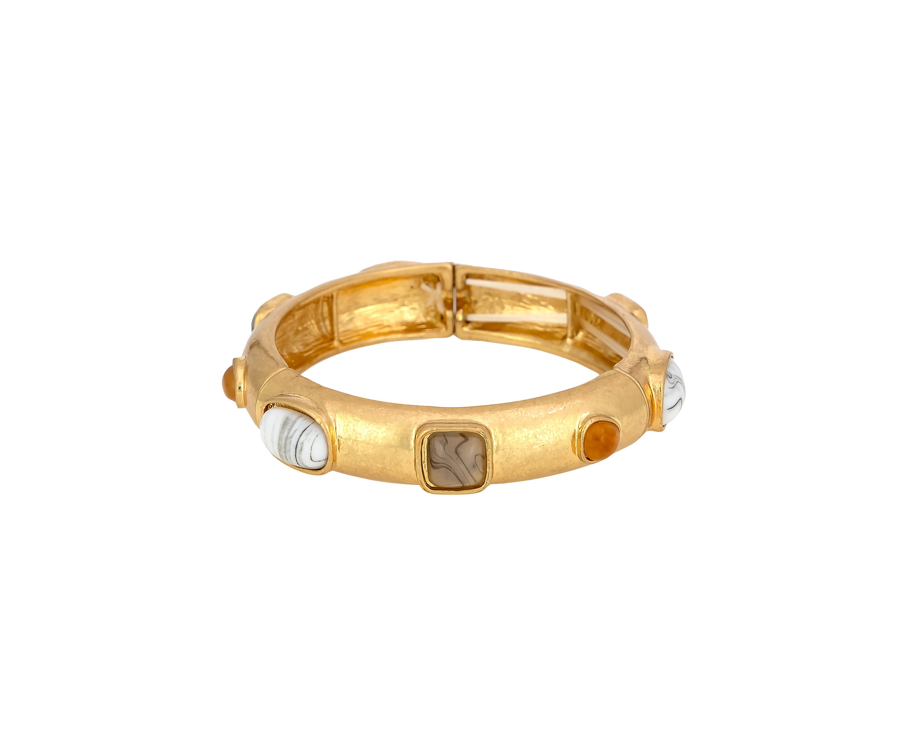 Gold Tone Natural Multi Stretch Bangle Bracelet