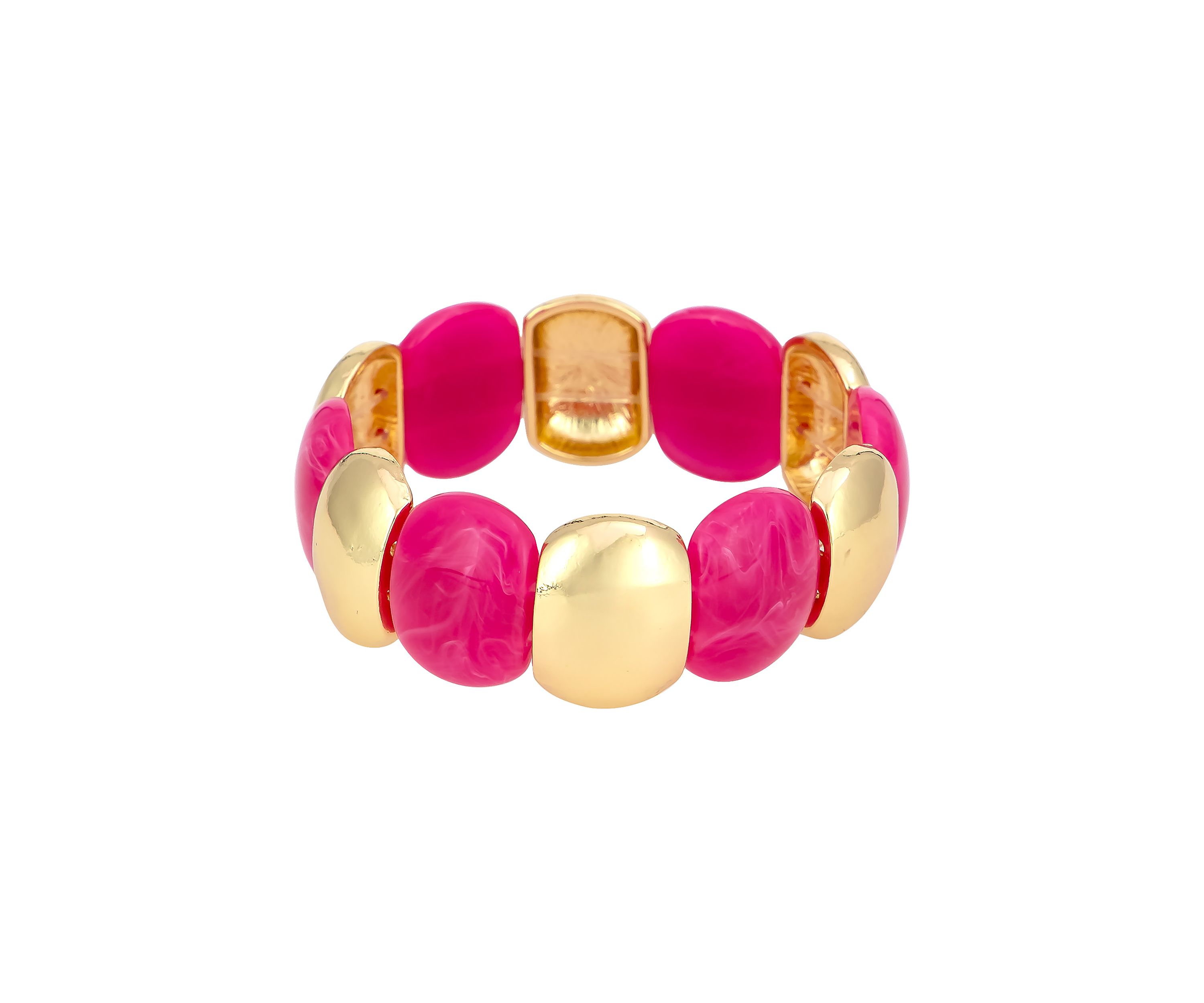 Gold Tone Fuchsia Stretch Bracelet