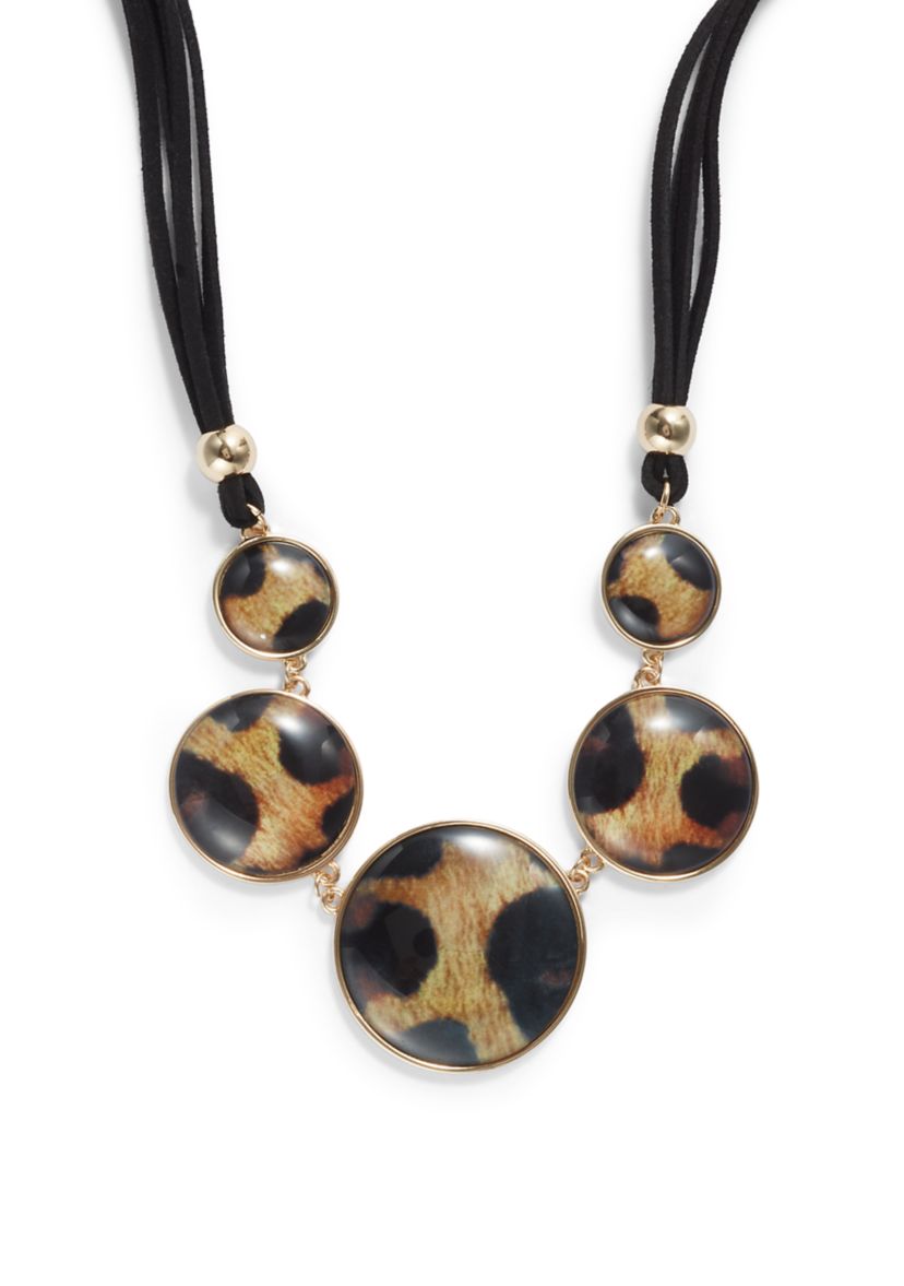 Leopard Print Discs Frontal Necklace