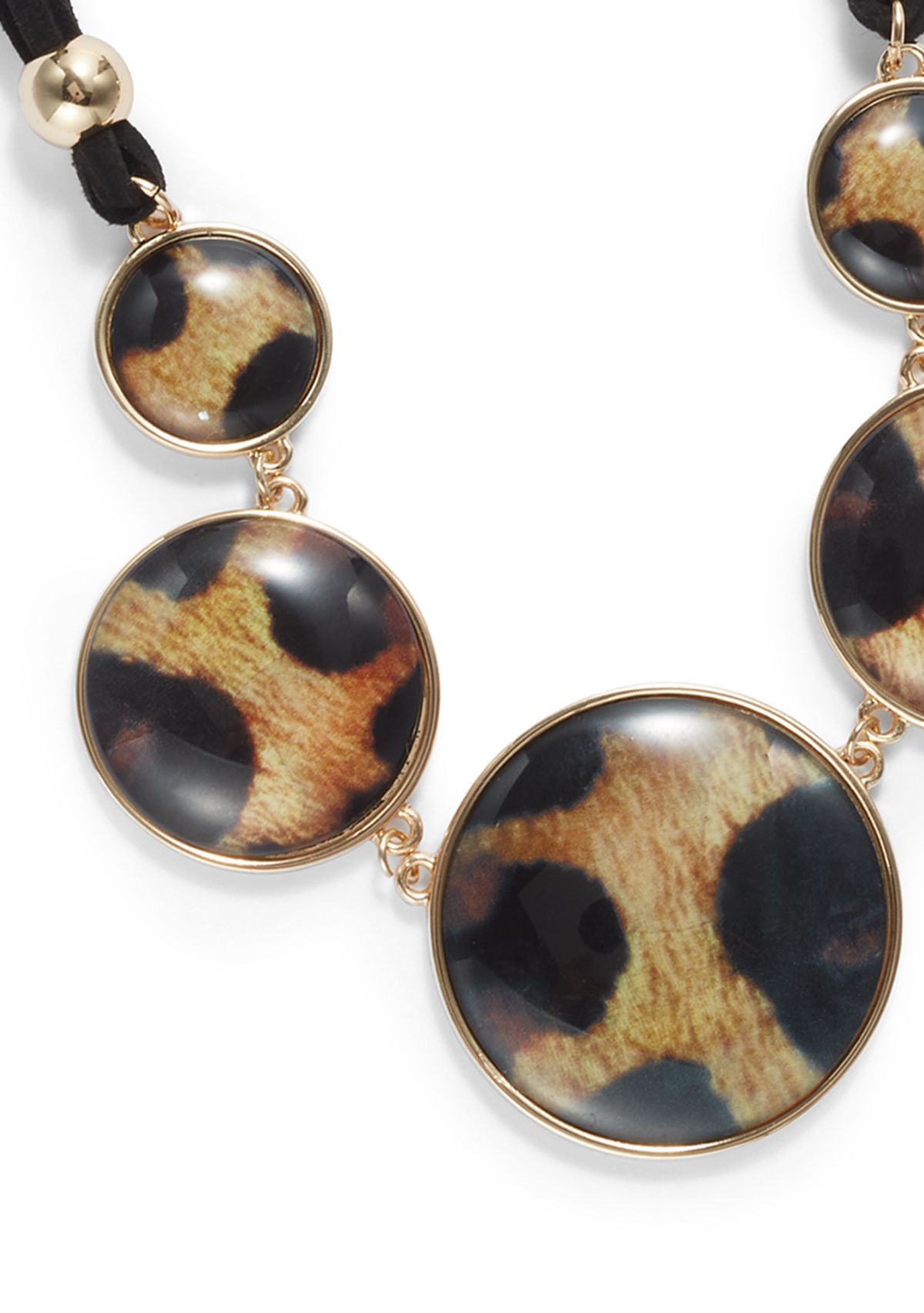 Leopard Print Discs Frontal Necklace