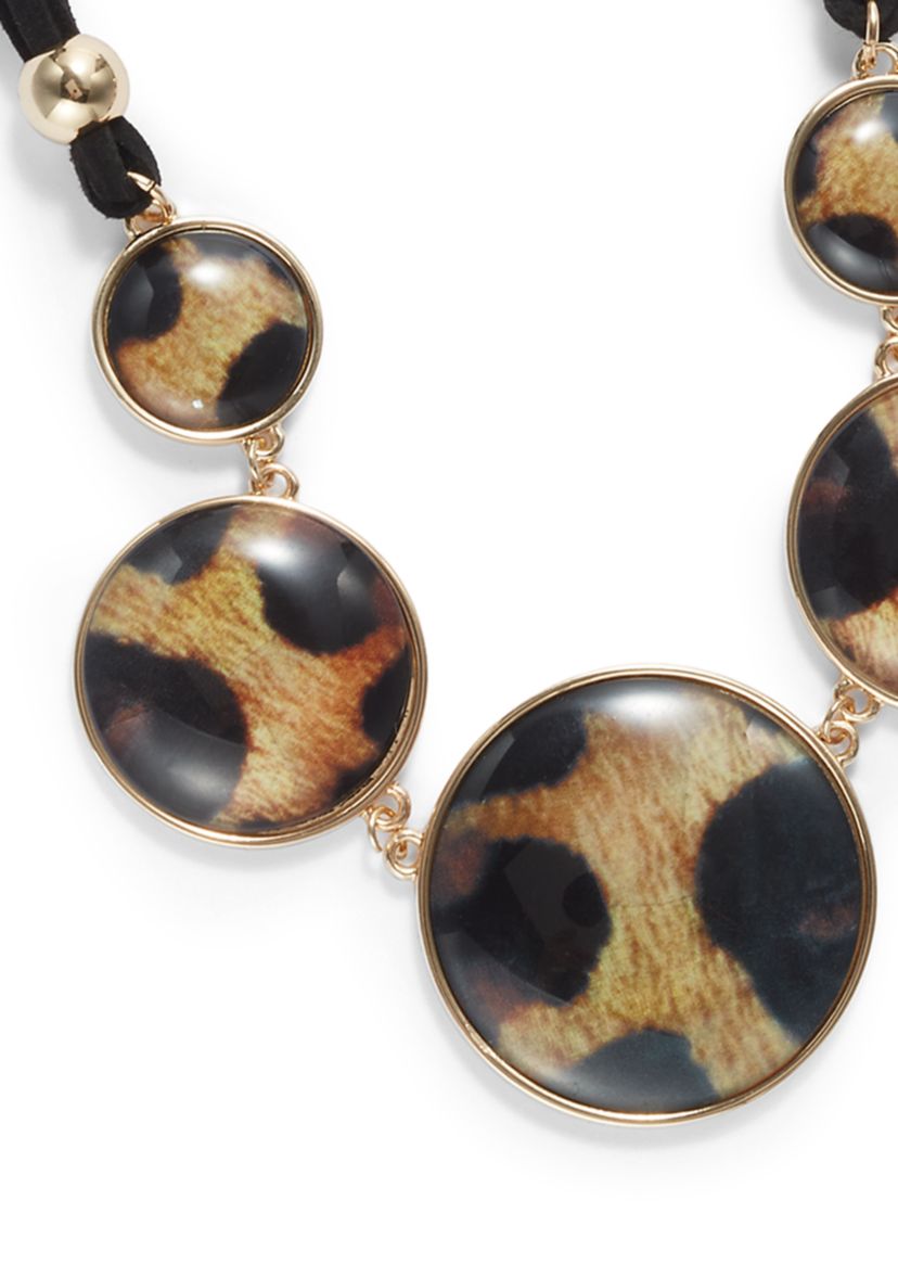 Leopard Print Discs Frontal Necklace
