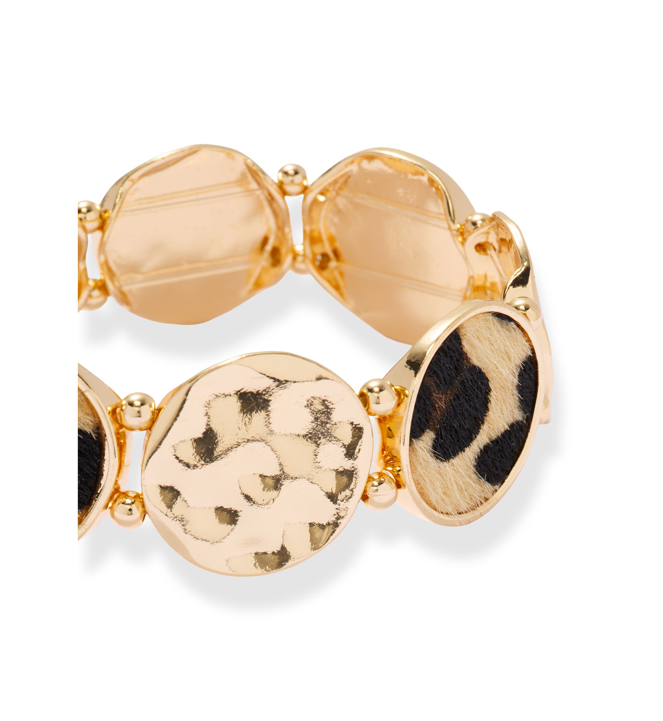 Leopard Metal Disc Stretch Bracelet