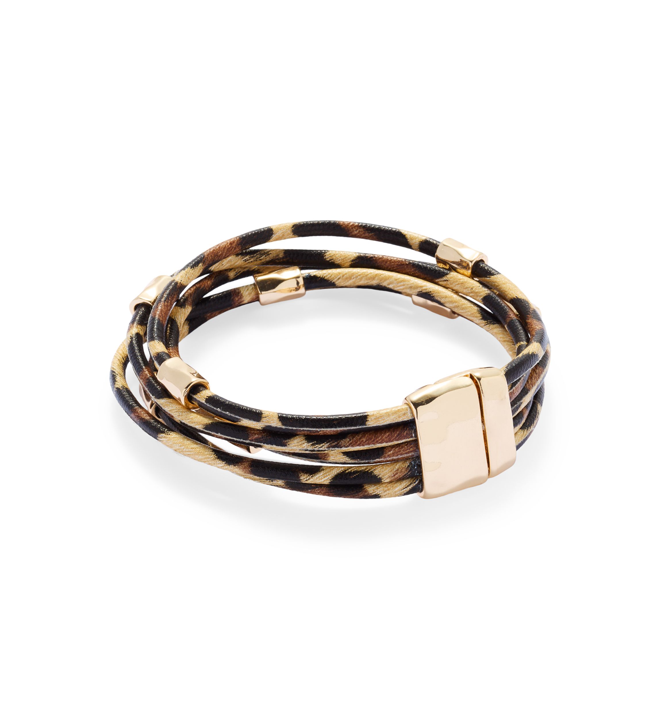  Multi Row Leopard Printed Cord Bracelet