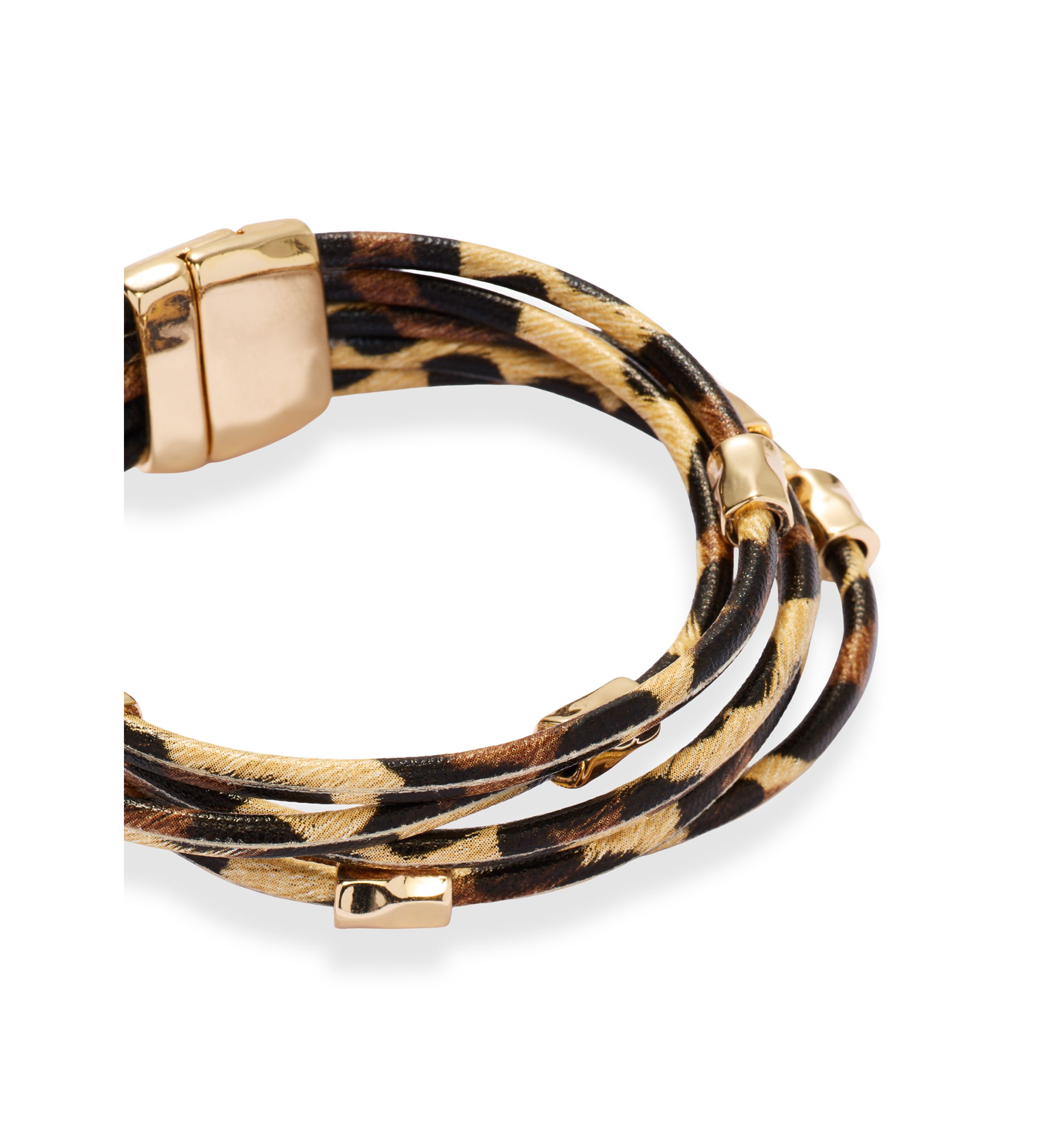  Multi Row Leopard Printed Cord Bracelet
