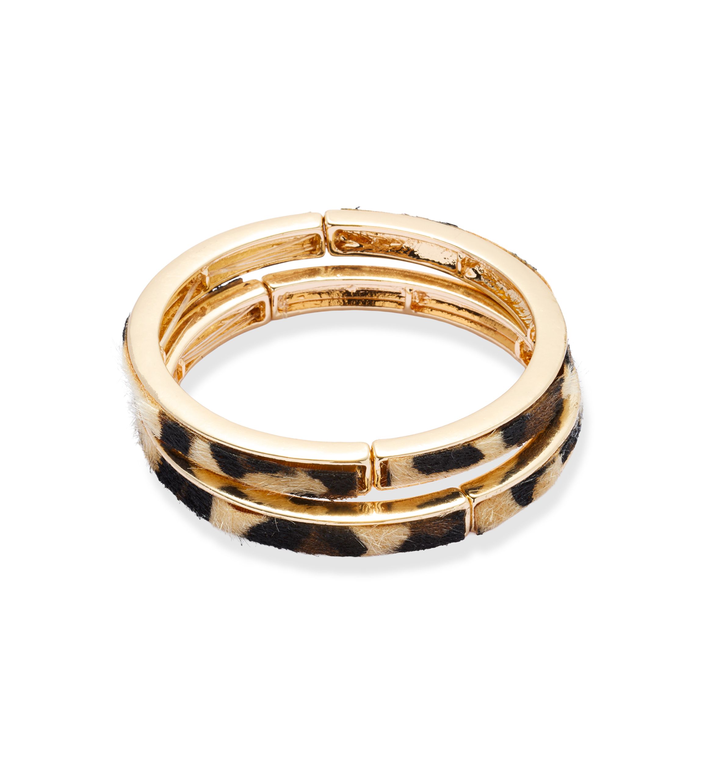 Leopard Printed Stretch Bangle Bracelet Set