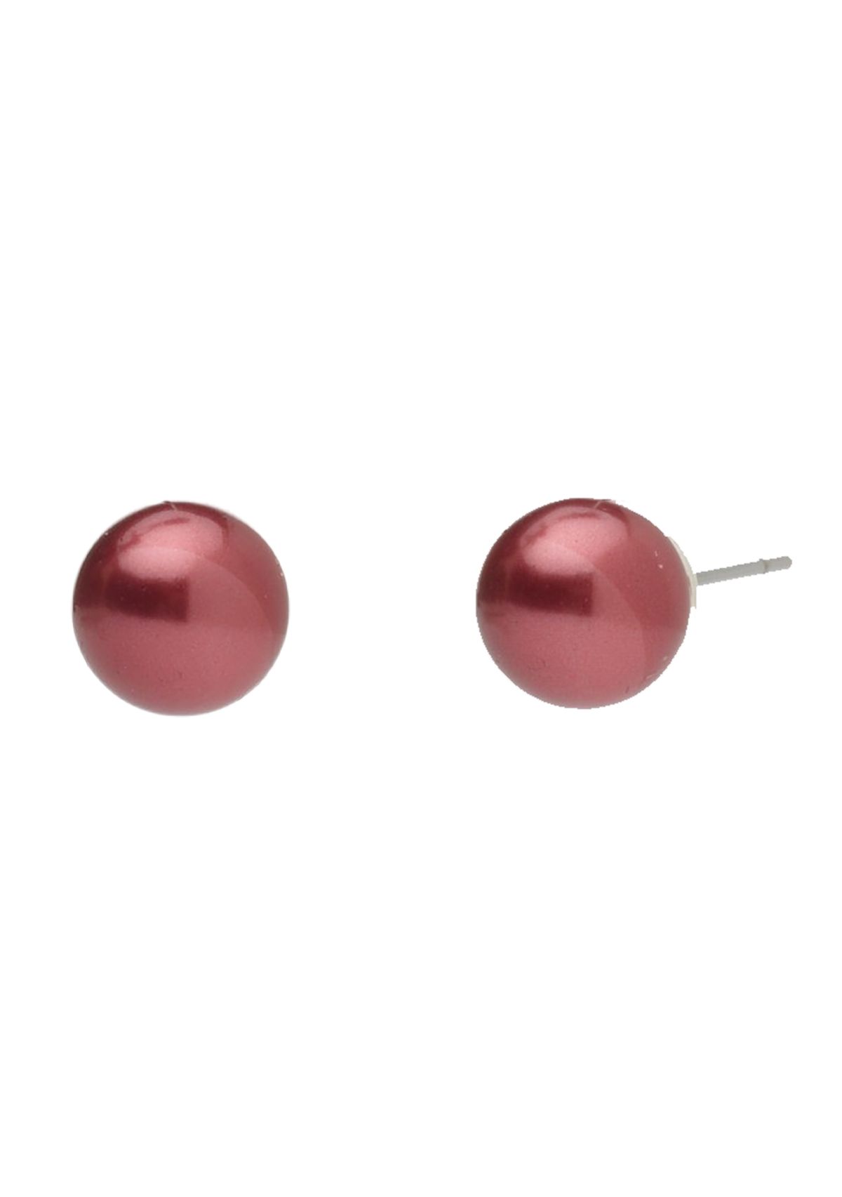 Silver Tone 8 Millimeter Red White Blue Pearl Stud and Collar Necklace and Earrings Set