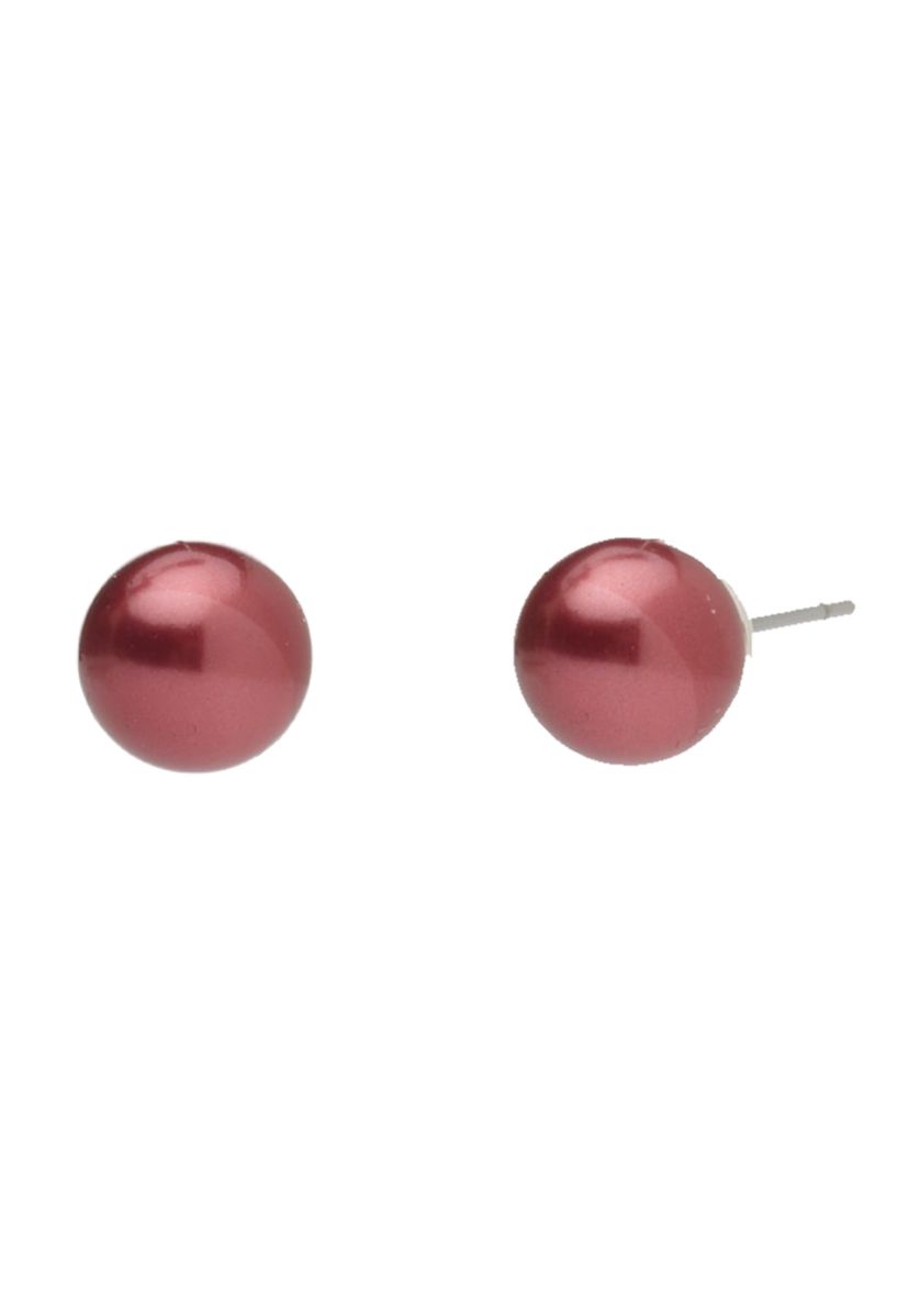 Silver Tone 8 Millimeter Red White Blue Pearl Stud and Collar Necklace and Earrings Set