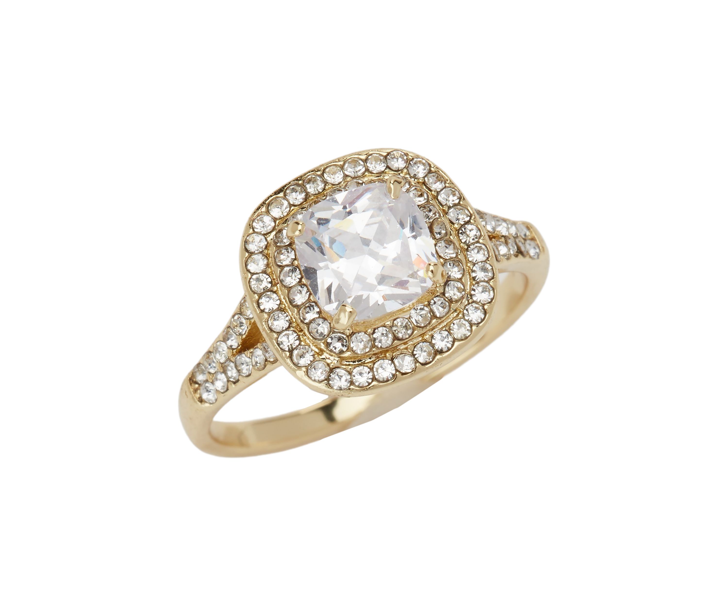 Gold Lab Created Cubic Zirconia Double Halo Ring