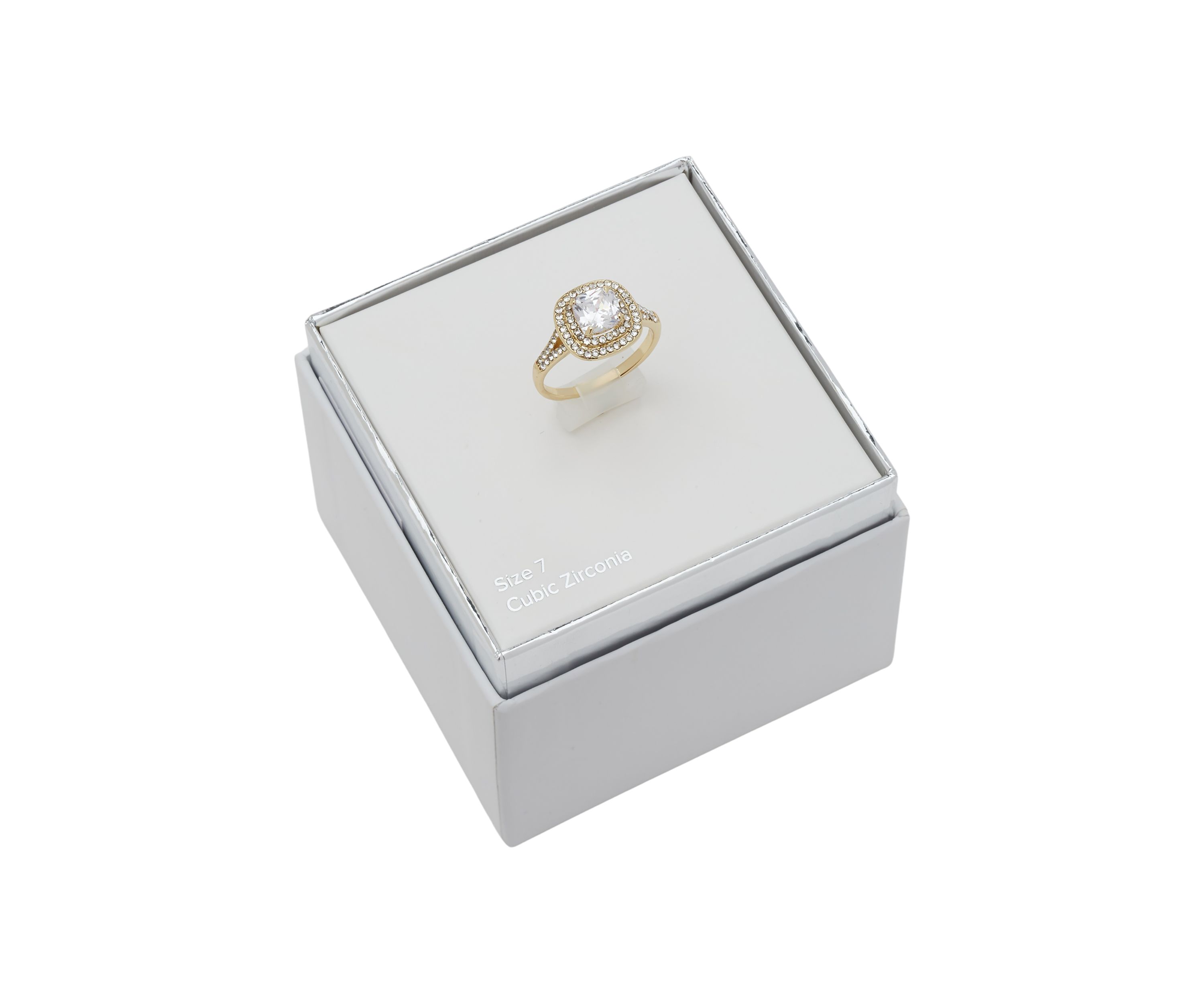 Gold Lab Created Cubic Zirconia Double Halo Ring