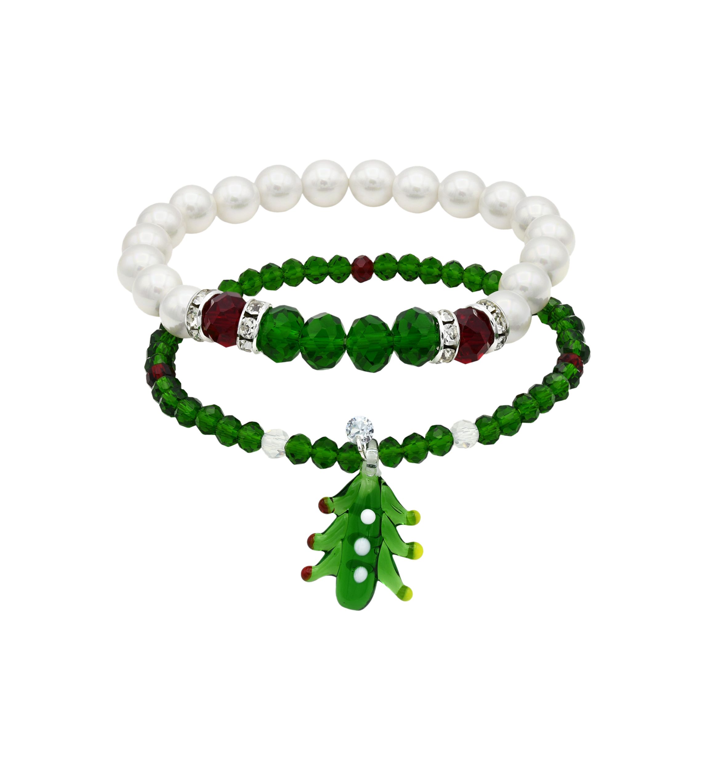 Beaded Christmas Tree Bracelet Set 