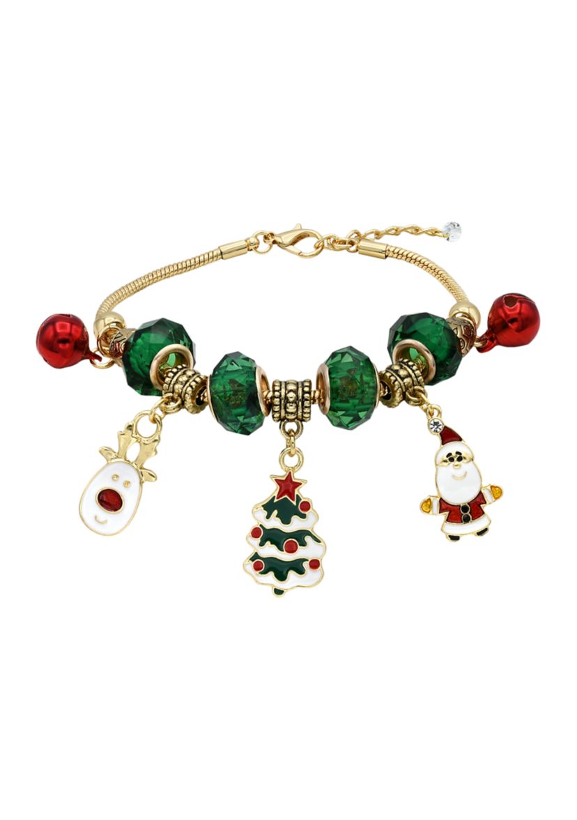 Gold Tone Christmas Charm Bracelet