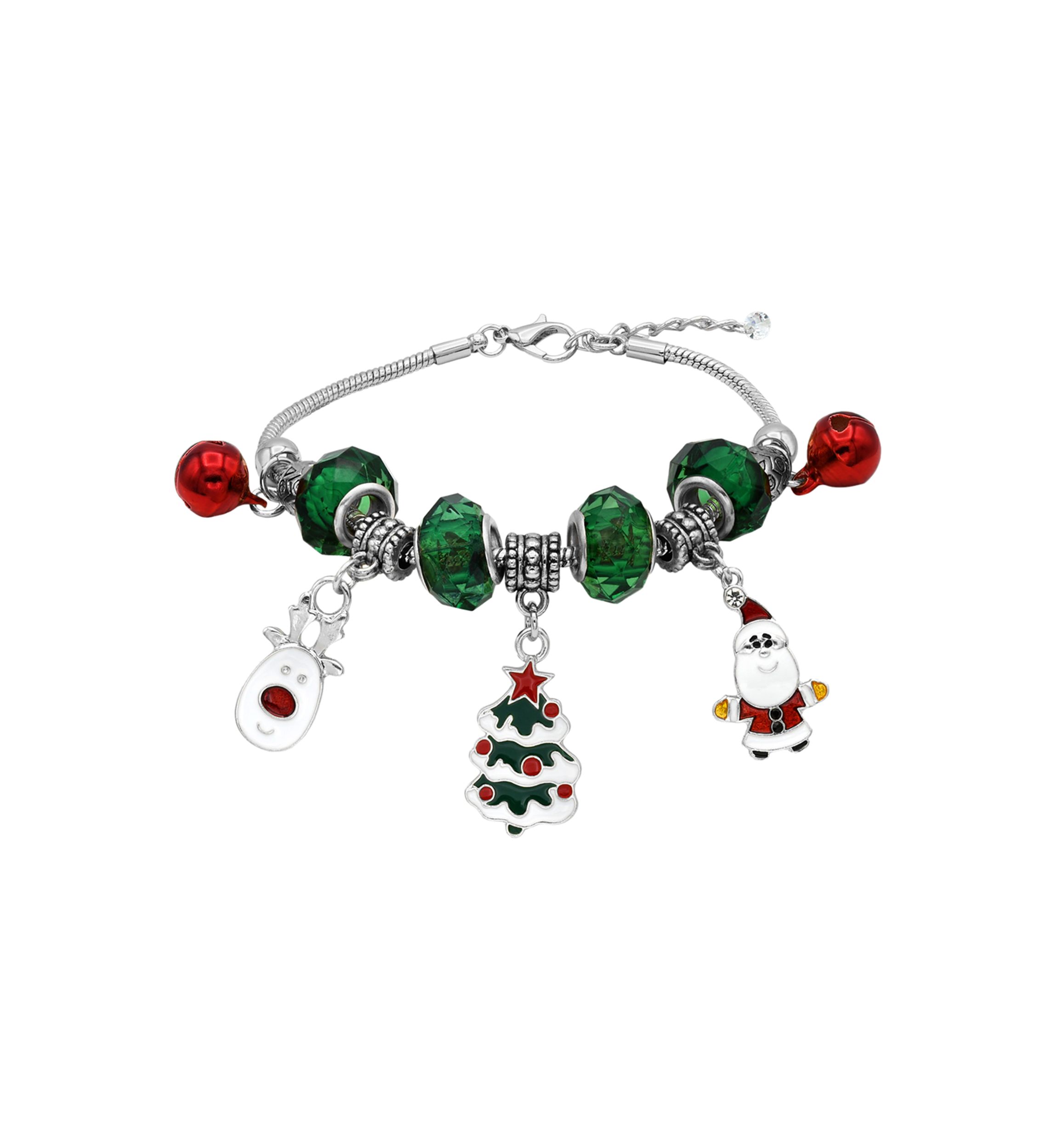 Holiday Bracelet with Bell Reindeer Tree Santa Charms