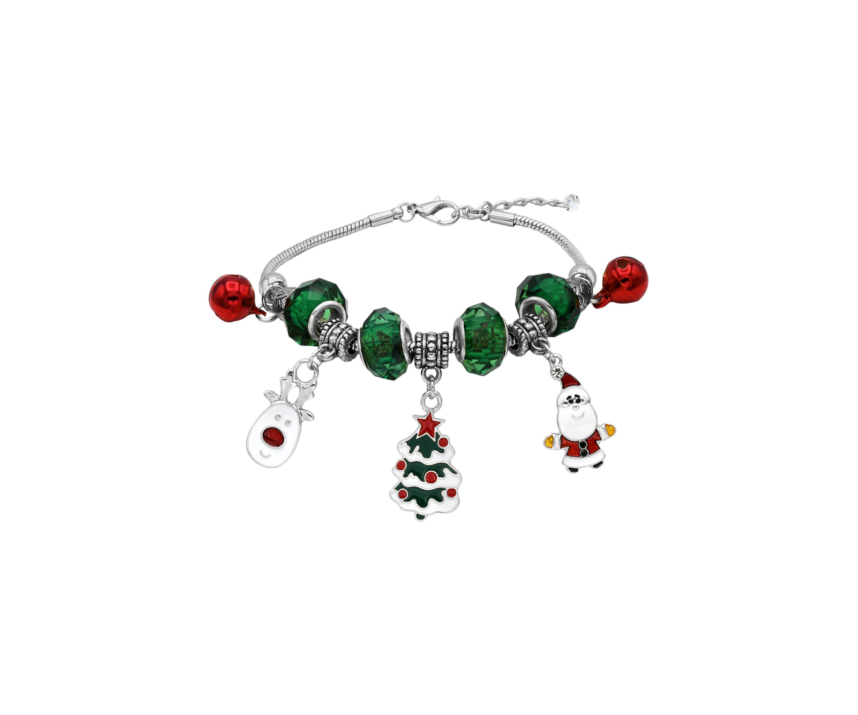 Holiday Bracelet with Bell Reindeer Tree Santa Charms