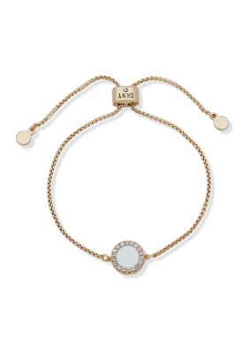 DKNY Gold Tone White Inlay Slider Bracelet -  580087411776736