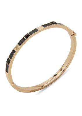 DKNY Gold Tone Black Enamel Bangle Bracelet, 7.25 in -  0642447741872