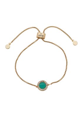 Gold Tone Turquoise Inlay Slider Bracelet