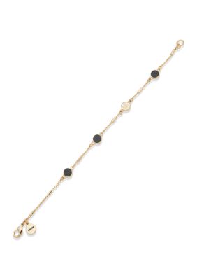 DKNY Gold Tone Black Logo Flex Bracelet -  580087404B00246