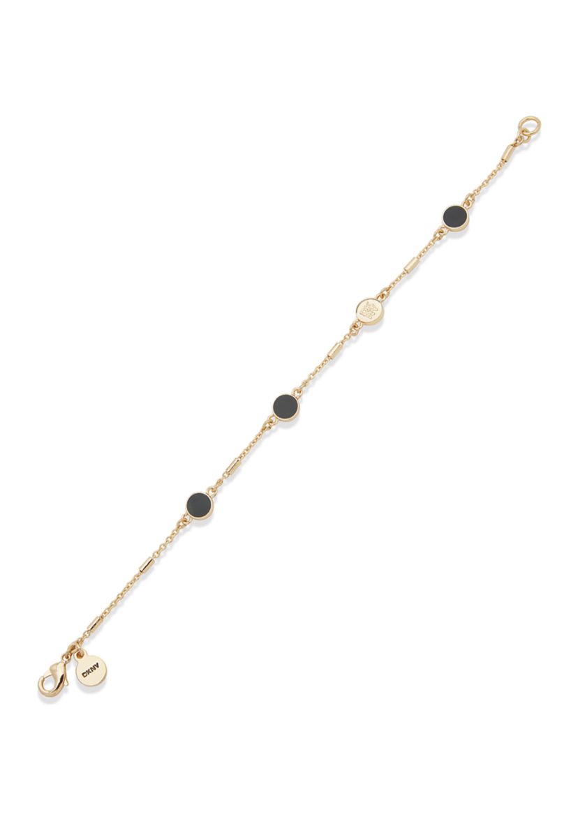 Gold Tone Black Logo Flex Bracelet