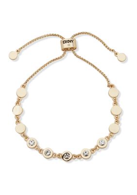 DKNY Gold Tone Crystal Stone Disc Slider Bracelet -  580087404B00250