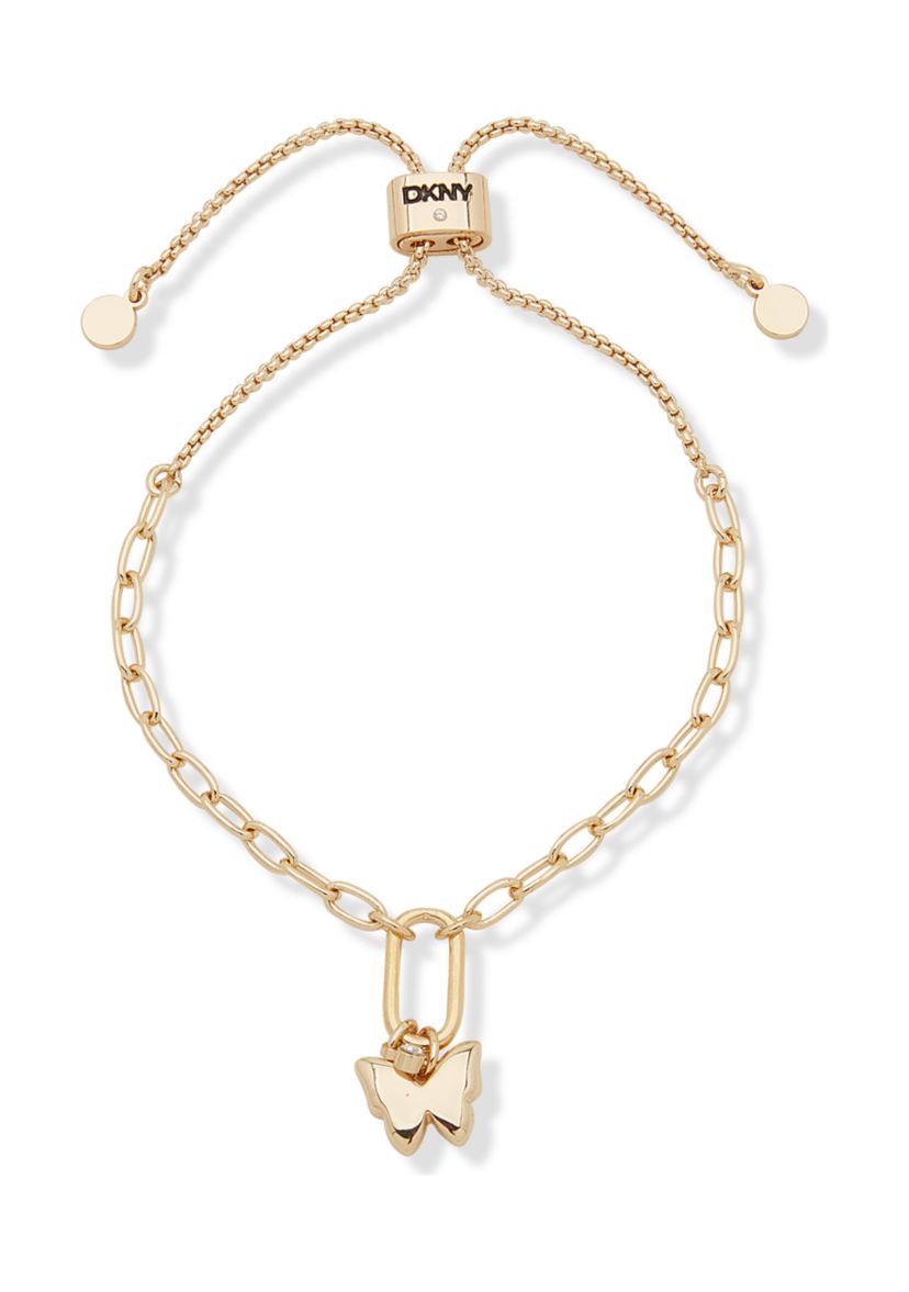 Gold Tone Butterfly Slider Bracelet