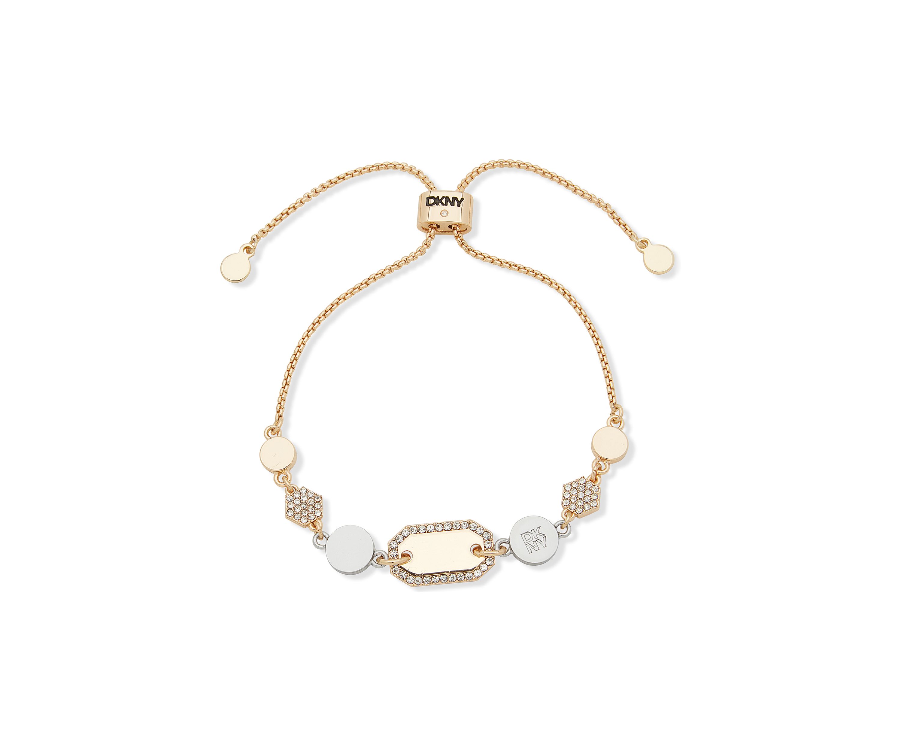 Two Tone Crystal Logo Pavé Hex Slider Bracelet