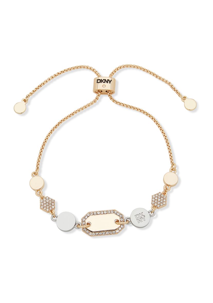 Two Tone Crystal Logo Pavé Hex Slider Bracelet