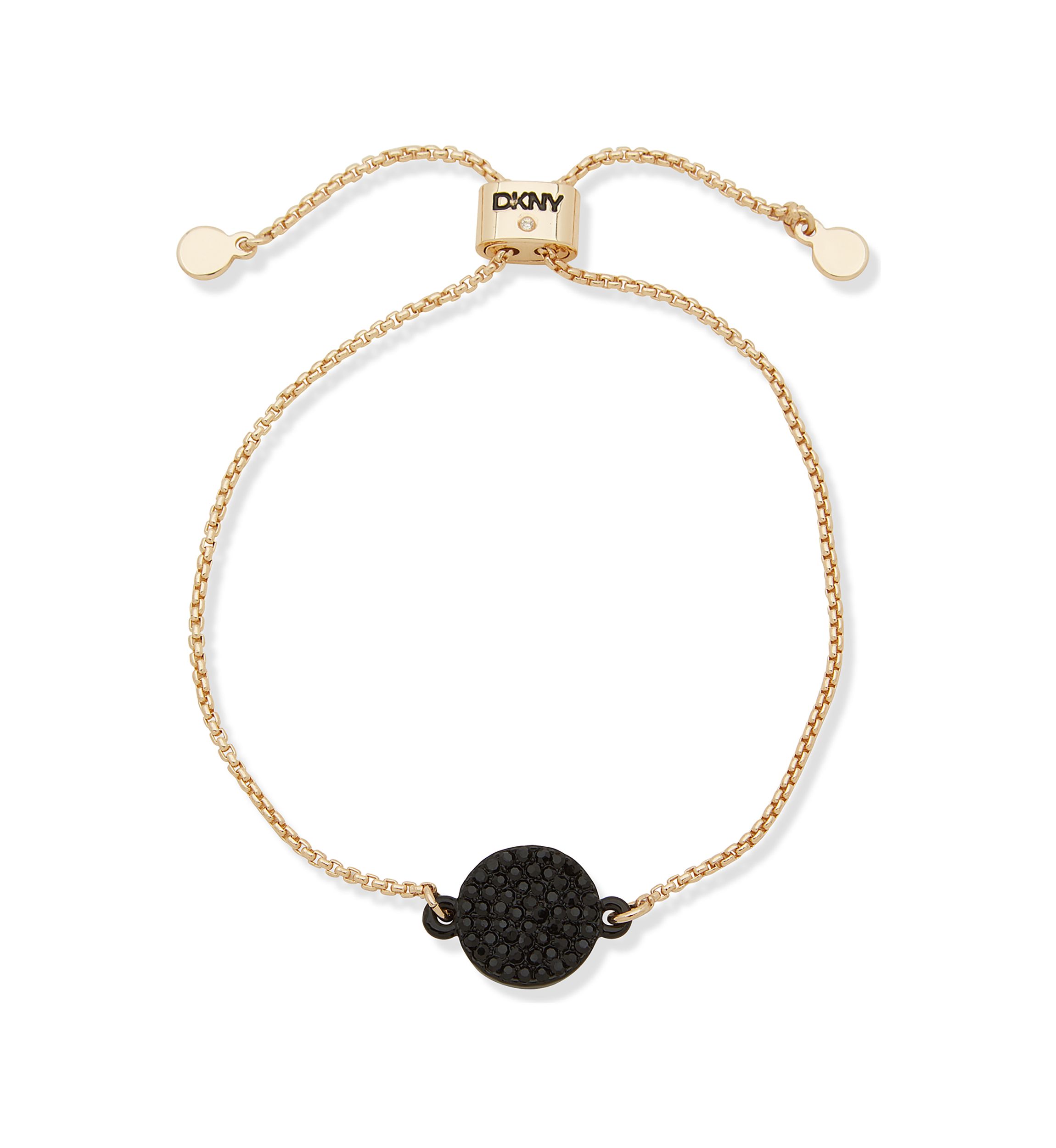 Gold Tone Stone Disc Slider Bracelet