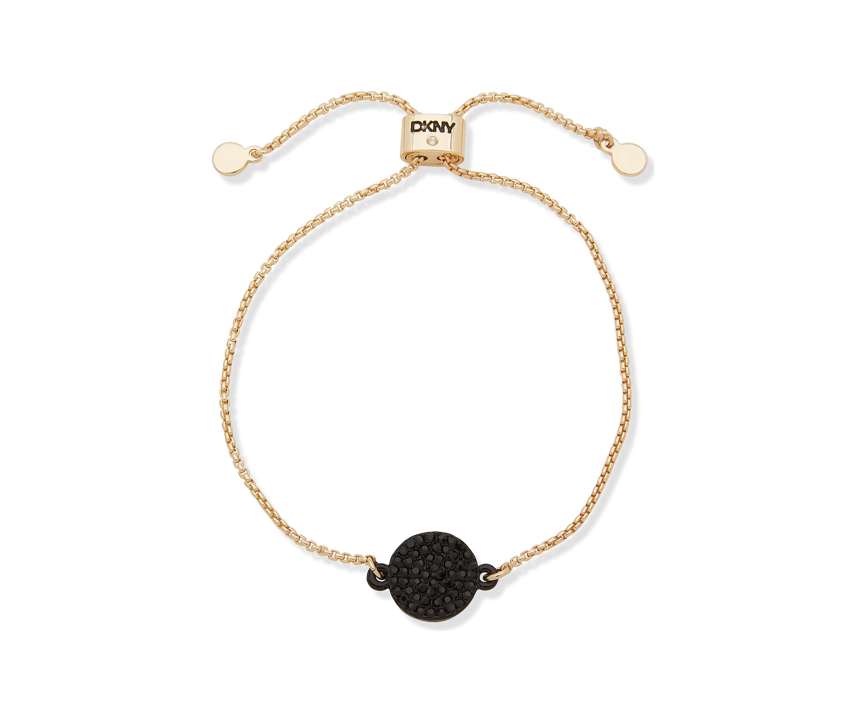 Gold Tone Stone Disc Slider Bracelet